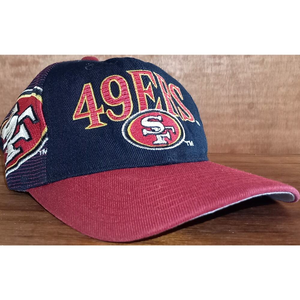 San Francisco 49ers 90s LASER Sports Specialties snapback Black red cap NFL vtg